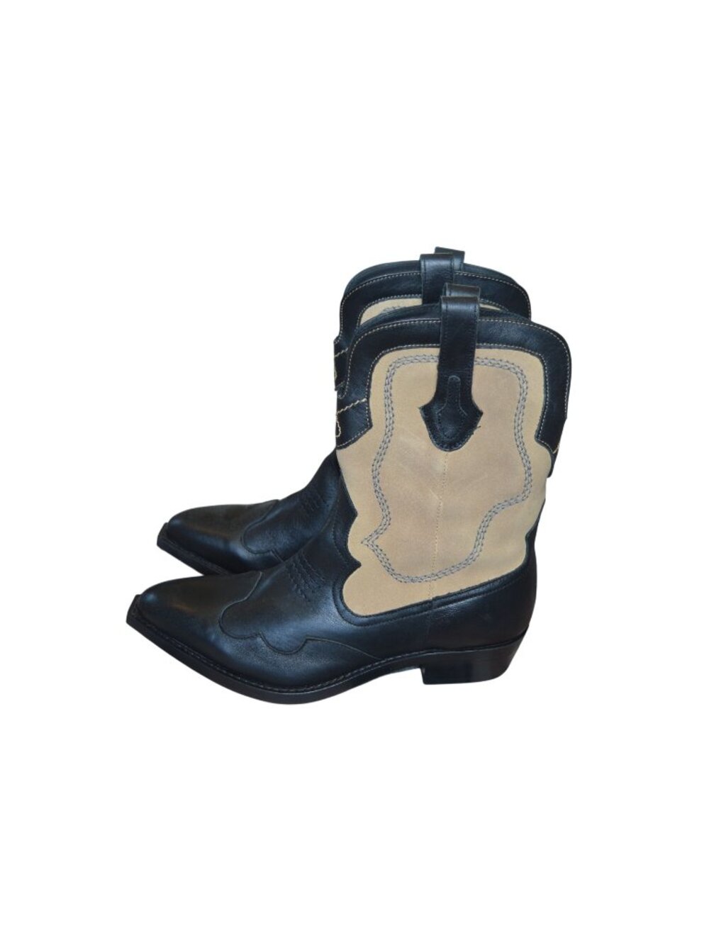 New Zara Black Brown Western Boots Men's Size 8 Women's 10 (41) Cowboy Rodeo